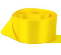 Ruban de satin double face - Taille 50 mm x 10 m - Jaune - Parfait pour cadeaux, couture, fêtes, événements, robes, mariages, travaux manuels, nœuds de voiture, bricolage, bouquets, gâteaux, etc