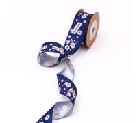 Ruban de satin épais et large - 25 mm de large x 5 m de long - Pour accessoires de cheveux, bricolage, anniversaire, décoration de fête, couture - Bleu foncé