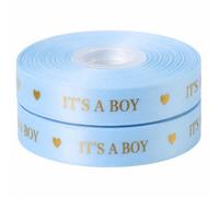 Ruban de satin It's A Boy Bleu pâle 25 mm x 2 m | Emballage cadeau et | Parfait pour de nombreuses utilisations : idéal pour l'emballage de cadeaux, les paniers de bébé, les bouquets