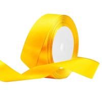 Ruban de Satin Jaune 25mm x 22 Mètres, Rubans en Tissu pour Cadeau Emballage, Bouquets de Fleurs, Anniversaire Artisanat, Décoration de fête de Mariage