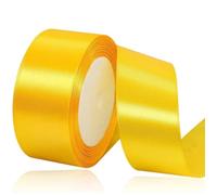Ruban de satin jaune de 40 mm de large - 23 m de long - En tissu - Pour travaux manuels, couronnes, décoration de mariage, Noël, arcs pour bouquets, anniversaire et emballage cadeau