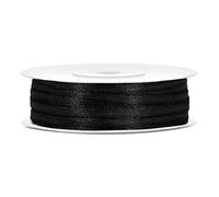 PartyDeco – Ruban de satin – Largeur 3 mm, Longueur 50 m – Noir