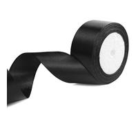 Ruban de satin noir 40 mm x 23 m - Pour décoration de cadeau - Pour ballons, mariage, baptême et anniversaire, Saint-Valentin, emballage de cadeaux