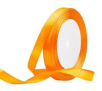 Ruban de Satin Orange 10mm x 22 Mètres, Rubans en Tissu pour Cadeau Emballage, Bouquets de Fleurs, Anniversaire Artisanat, Décoration de fête de Mariage