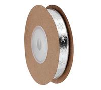 Ruban de satin pour de Noël - Motif flocon de neige - Ruban décoratif pour bricolage, artisanat, Noël, décoration de gâteau - Argenté - 10