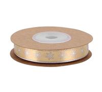Ruban de satin pour de Noël - Motif flocon de neige - Ruban décoratif pour bricolage, artisanat, Noël, décoration de gâteau - Doré - 10
