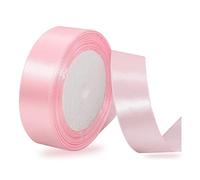 Ruban de satin rose pâle de 1 pouce x 25 verges, ruban en tissu de couleur unie pour l'emballage cadeau, projets de bricolage, fabrication de nœuds pour cheveux, couronnes, ornements de Noël