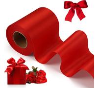 Ruban De Satin Rouge 22 M X 10 Cm - 1 Rouleau Pour Gros Noeud, Noël, Mariage, Fête, Emballage Cadeau, Artisanat, Ouverture