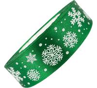 Ruban de satin vert avec flocons de neige 25mm x 23m