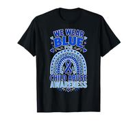 Ruban de Sensibilisation à la maltraitance des Enfants - Arc-en-Ciel - Bleu T-Shirt