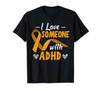 Ruban de Sensibilisation à la santé mentale avec Inscription « I Love Someone with TDAH » T-Shirt Graphique avec Valeur, Homme, Noir, XL