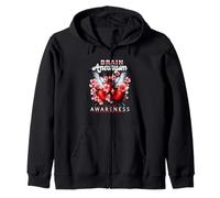 Ruban de Sensibilisation à l'anévrisme cérébral Motif Papillon Fleurs de Cerisier Sweat à Capuche