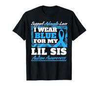 Ruban de Sensibilisation à l'Autisme « I Wear Blue for My Lil Sis » T-Shirt