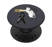 Ruban de sensibilisation au cancer de la peau Noir Mélanome Lutte contre le cancer PopSockets PopGrip Interchangeable