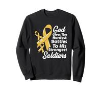 Ruban de Sensibilisation au Cancer de l'enfance, chimiothérapie, Soldats de Foi, Dieu Sweatshirt