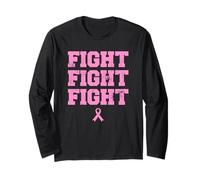 Ruban de Sensibilisation au Cancer du Sein - Fight Fight Fight Combat Combat Manche Longue