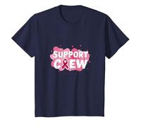 Ruban de Sensibilisation au Cancer du Sein Support Squad T-Shirt, Enfant, Bleu Marine, 12 Ans