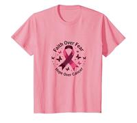 Ruban de Sensibilisation au Cancer « Faith Over Fear Hope Over Cancer » T-Shirt, Enfant, Rose, 4 Ans