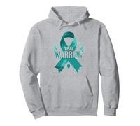 Ruban de Sensibilisation aux survivants Teal Warrior Sweat à Capuche, Unisexe pour Adultes, Gris Chiné, S