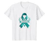 Ruban de Sensibilisation aux survivants Teal Warrior T-Shirt, Enfant, Blanc, 2 Ans