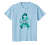 Ruban de Sensibilisation aux survivants Teal Warrior T-Shirt, Enfant, Bleu Céleste, 2 Ans