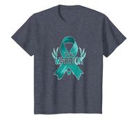 Ruban de Sensibilisation aux survivants Teal Warrior T-Shirt, Enfant, Bleu Chiné, 2 Ans