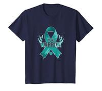 Ruban de Sensibilisation aux survivants Teal Warrior T-Shirt, Enfant, Bleu Marine, 10 Ans