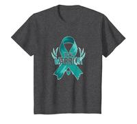 Ruban de Sensibilisation aux survivants Teal Warrior T-Shirt, Enfant, Chiné Foncé, 3 Ans