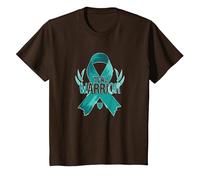 Ruban de Sensibilisation aux survivants Teal Warrior T-Shirt, Enfant, Marron, 3 Ans