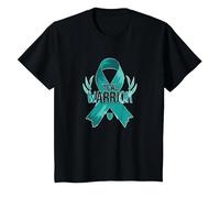 Ruban de Sensibilisation aux survivants Teal Warrior T-Shirt, Enfant, Noir, 6 Ans