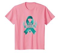 Ruban de Sensibilisation aux survivants Teal Warrior T-Shirt, Enfant, Rose, 2 Ans