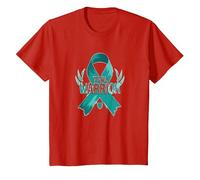 Ruban de Sensibilisation aux survivants Teal Warrior T-Shirt, Enfant, Rouge, 2 Ans