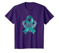 Ruban de Sensibilisation aux survivants Teal Warrior T-Shirt, Enfant, Violet, 3 Ans