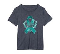 Ruban de Sensibilisation aux survivants Teal Warrior T-Shirt, Femme Grandes Tailles, Bleu Chiné, 5X