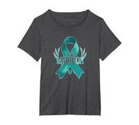 Ruban de Sensibilisation aux survivants Teal Warrior T-Shirt, Femme Grandes Tailles, Chiné Foncé, 2X