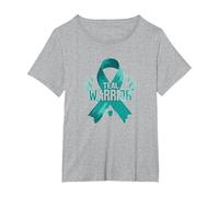 Ruban de Sensibilisation aux survivants Teal Warrior T-Shirt, Femme Grandes Tailles, Gris Chiné, 2X