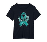 Ruban de Sensibilisation aux survivants Teal Warrior T-Shirt, Femme Grandes Tailles, Noir, 2X