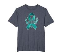 Ruban de Sensibilisation aux survivants Teal Warrior T-Shirt, Homme Grandes Tailles, Bleu Chiné, 2X Tall