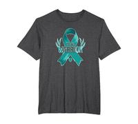 Ruban de Sensibilisation aux survivants Teal Warrior T-Shirt, Homme Grandes Tailles, Chiné Foncé, 5X Tall
