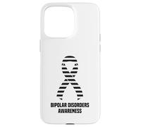 Ruban de Sensibilisation aux Troubles bipolaires à Rayures Noires et Blanches Coque pour iPhone 15 Pro Max