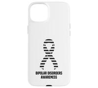 Ruban de Sensibilisation aux Troubles bipolaires à Rayures Noires et Blanches Coque pour iPhone 15 Plus
