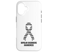 Ruban de Sensibilisation aux Troubles bipolaires à Rayures Noires et Blanches Coque pour iPhone 16