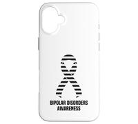 Ruban de Sensibilisation aux Troubles bipolaires à Rayures Noires et Blanches Coque pour iPhone 16 Plus