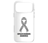 Ruban de Sensibilisation aux Troubles bipolaires à Rayures Noires et Blanches Coque pour iPhone 17 Pro Max