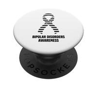 Ruban de Sensibilisation aux Troubles bipolaires à Rayures Noires et Blanches PopSockets PopGrip Adhésif