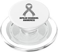 Ruban de Sensibilisation aux Troubles bipolaires à Rayures Noires et Blanches PopSockets PopGrip pour MagSafe