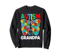 Ruban de Sensibilisation Papillon pour Grand-père autiste Sweatshirt