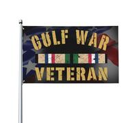 Ruban De Service Du Golfe, Fierté D'Ancien Combattant De La Guerre Du Golfe Drapeau De Cour Avec Œillets Drapeaux Résistant Aux Intempéries Décoration Bannière 90X150Cm Pour Toutes Les Saisons