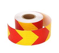 Ruban de signalisation de danger rouge et blanc, Ruban d'avertissement auto-adhésif réfléchissant multicolore for utilisation en extérieur et véhicule(Red)