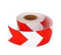 Ruban de signalisation de danger rouge et blanc, Ruban d'avertissement auto-adhésif réfléchissant multicolore for utilisation en extérieur et véhicule(Red White)